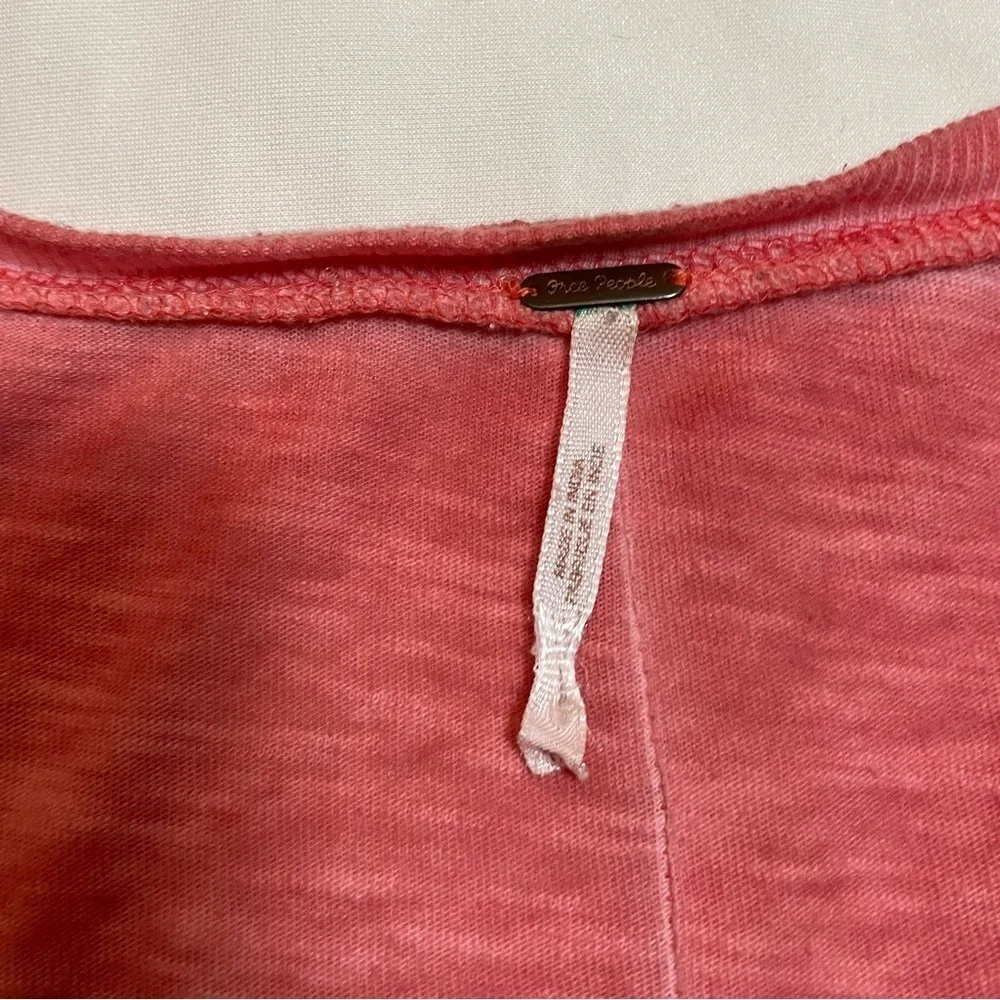 Free People Shell Stitch Long Sleeve Coral Pink Henley Size XS